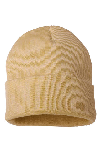 Sportsman Hats SP12 Unisex Solid Cuffed Beanie Camel Brown Flat Front