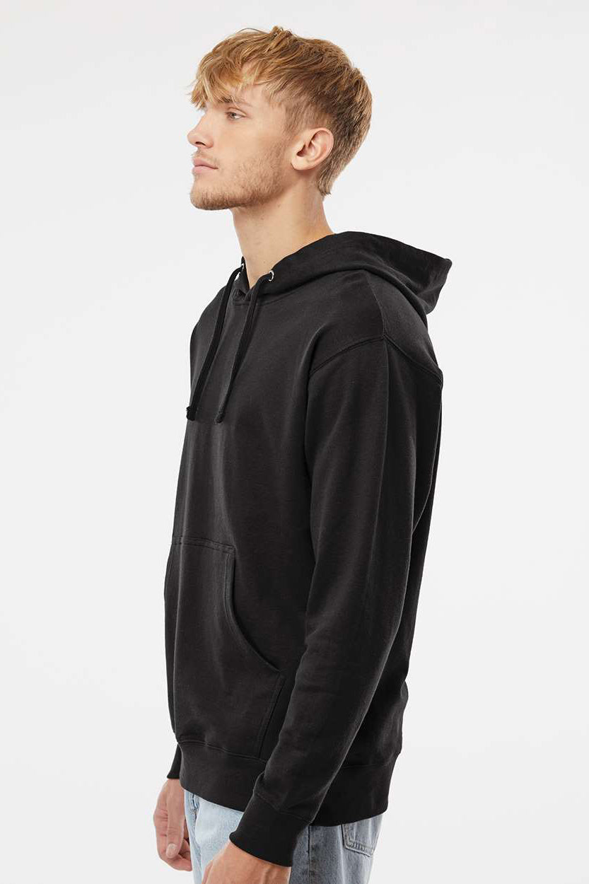 Independent Trading Company SS4500 Mens Hooded Sweatshirt Hoodie w/ Pouch Pocket Black Model Side