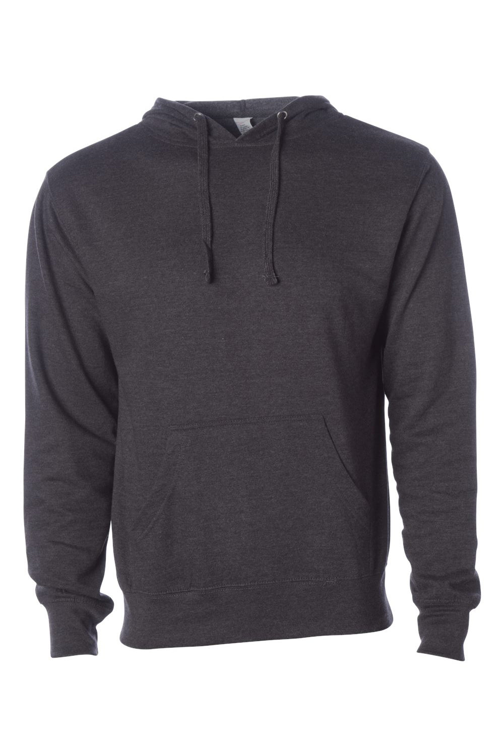 Independent Trading Company SS4500 Mens Hooded Sweatshirt Hoodie w/ Pouch Pocket Heather Charcoal Grey Flat Front