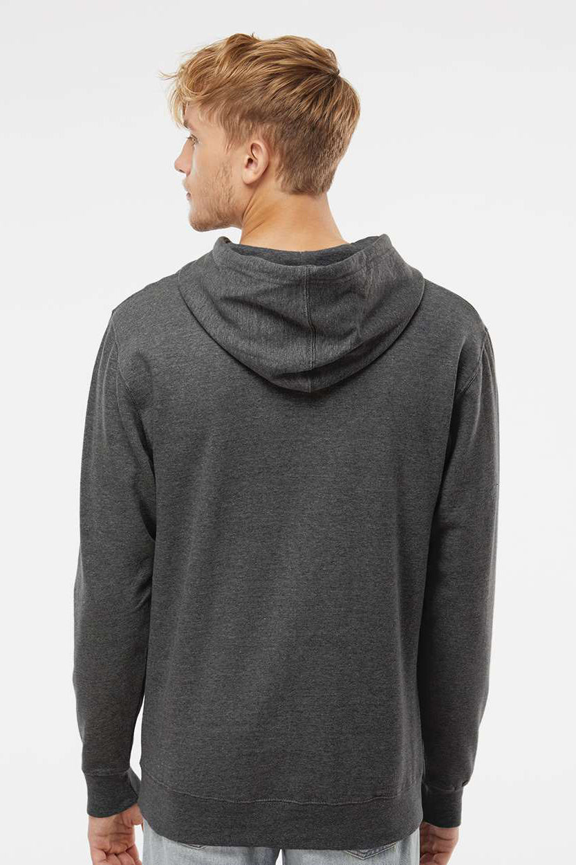 Independent Trading Company SS4500 Mens Hooded Sweatshirt Hoodie w/ Pouch Pocket Heather Charcoal Grey Model Back