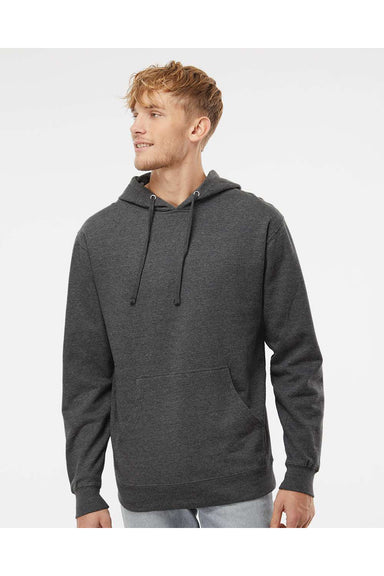 Independent Trading Co. SS4500 Mens Hooded Sweatshirt Hoodie Heather Charcoal Grey Model Front