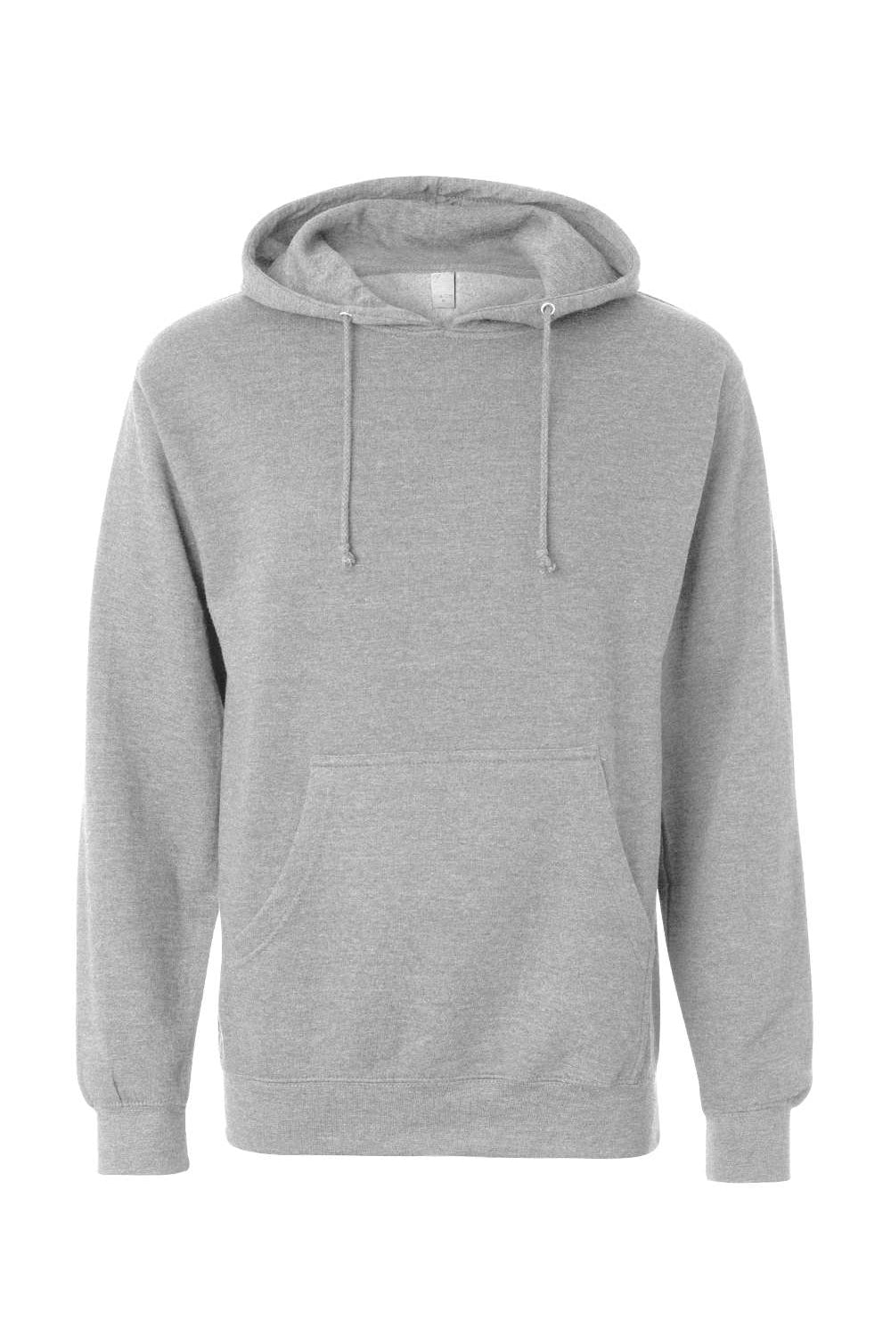 Independent Trading Company SS4500 Mens Hooded Sweatshirt Hoodie w/ Pouch Pocket Heather Grey Flat Front