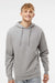 Independent Trading Company SS4500 Mens Hooded Sweatshirt Hoodie w/ Pouch Pocket Heather Grey Model Front