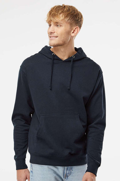 Independent Trading Company SS4500 Mens Hooded Sweatshirt Hoodie w/ Pouch Pocket Classic Navy Blue Model Front