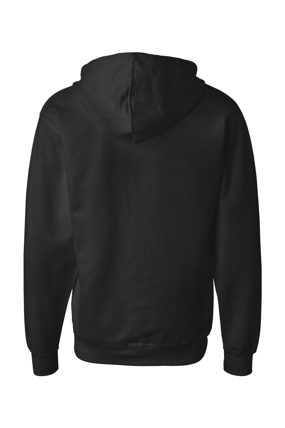 Independent Trading Company SS4500Z Mens Full Zip Hooded Sweatshirt Hoodie w/ Pockets Black Flat Back