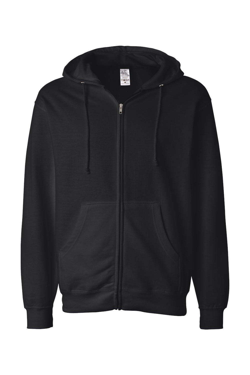 Independent Trading Company SS4500Z Mens Full Zip Hooded Sweatshirt Hoodie w/ Pockets Black Flat Front