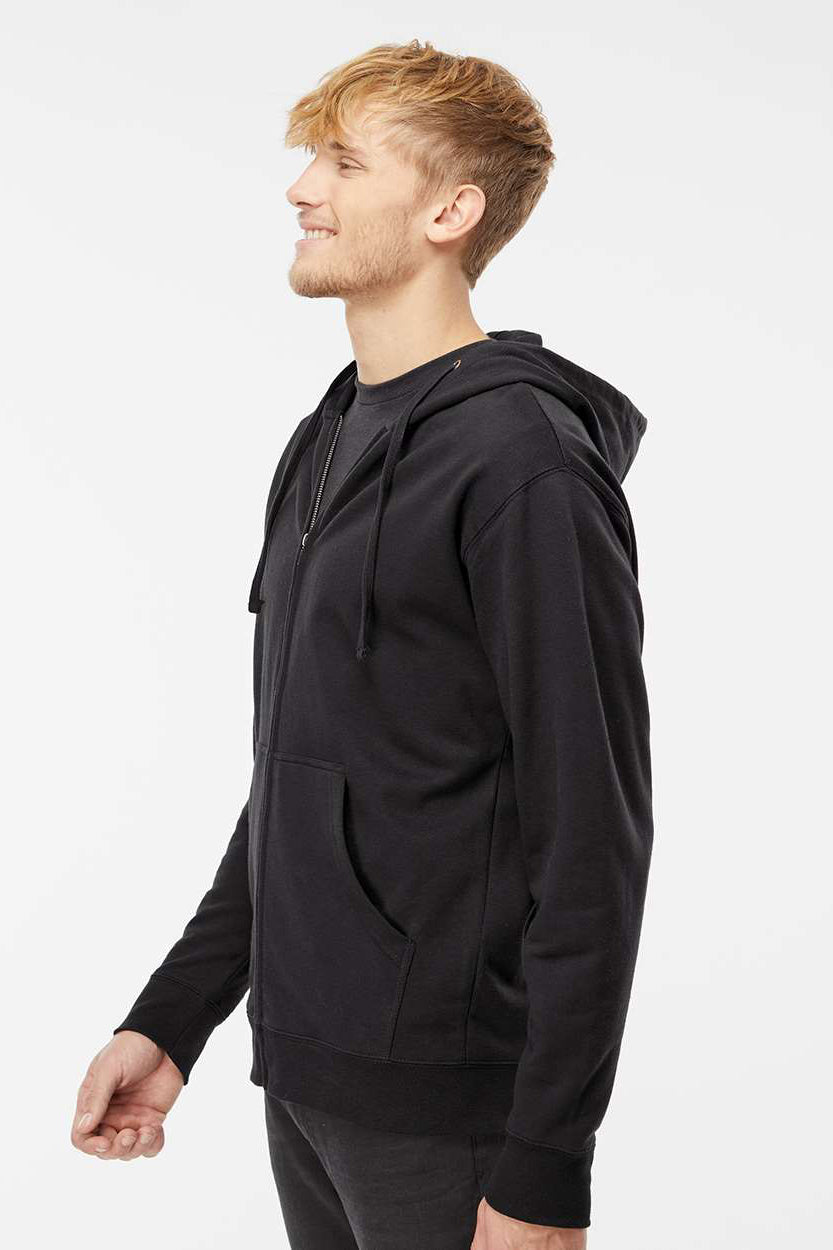 Independent Trading Company SS4500Z Mens Full Zip Hooded Sweatshirt Hoodie w/ Pockets Black Model Side