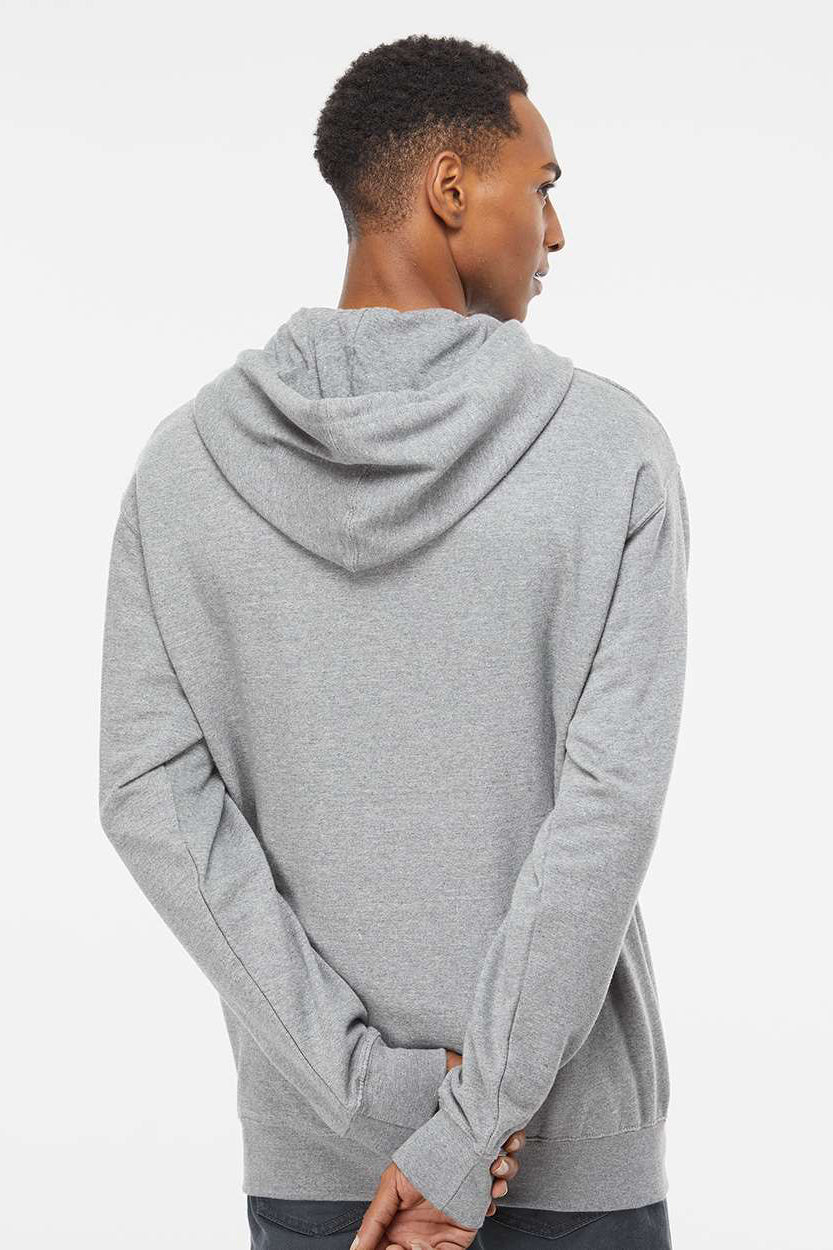 Independent Trading Company SS4500Z Mens Full Zip Hooded Sweatshirt Hoodie w/ Pockets Heather Grey Model Back