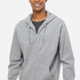 Independent Trading Company Mens Full Zip Hooded Sweatshirt Hoodie w/ Pockets - Heather Grey