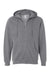 Independent Trading Company SS4500Z Mens Full Zip Hooded Sweatshirt Hoodie w/ Pockets Heather Gunmetal Grey Flat Front