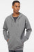 Independent Trading Company SS4500Z Mens Full Zip Hooded Sweatshirt Hoodie w/ Pockets Heather Gunmetal Grey Model Front