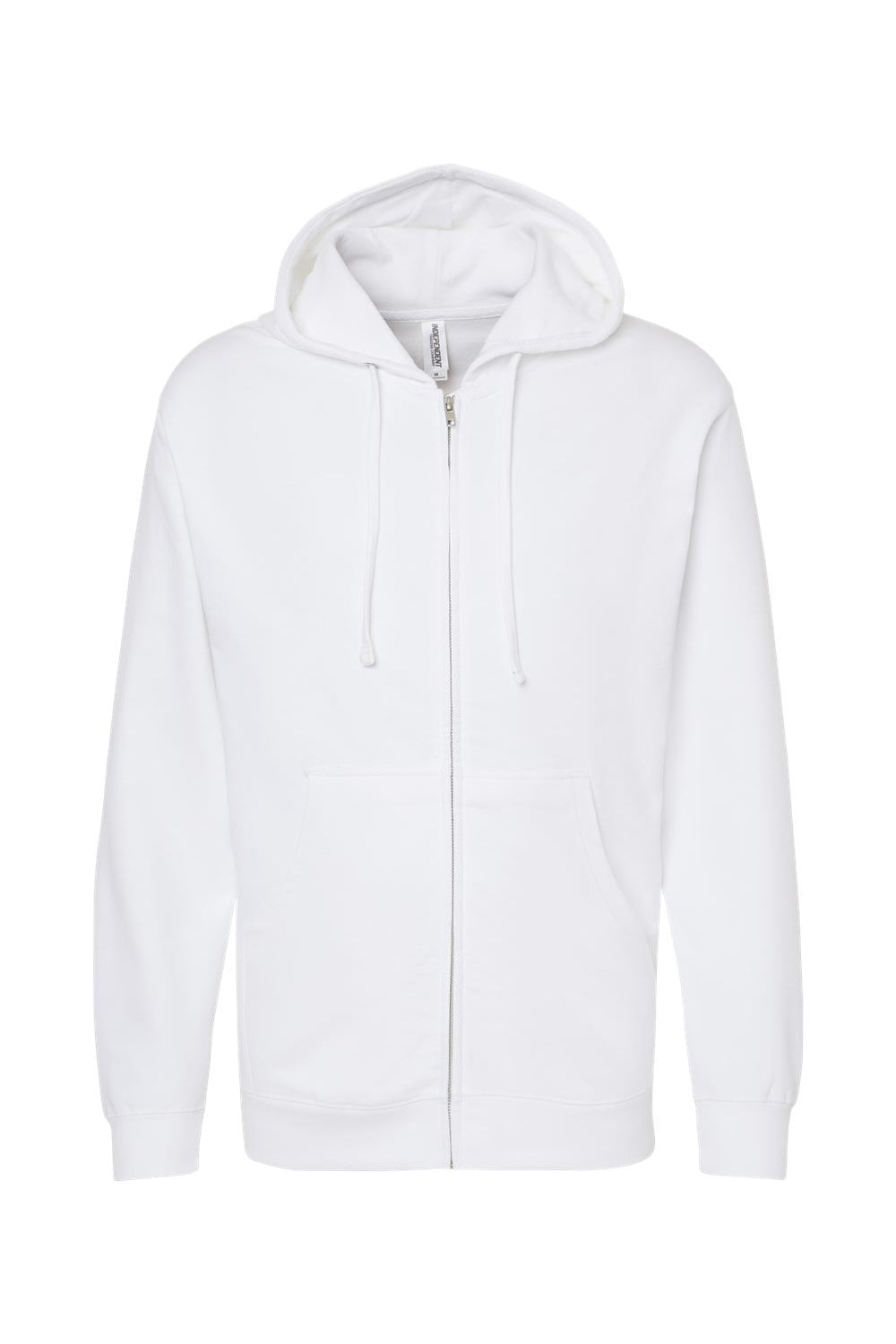 Independent Trading Company SS4500Z Mens Full Zip Hooded Sweatshirt Hoodie w/ Pockets White Flat Front