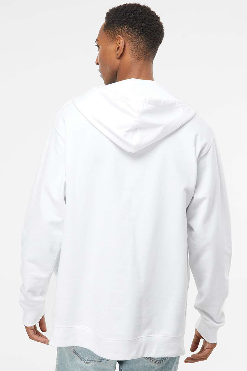 Independent Trading Company SS4500Z Mens Full Zip Hooded Sweatshirt Hoodie w/ Pockets White Model Back