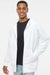 Independent Trading Company SS4500Z Mens Full Zip Hooded Sweatshirt Hoodie w/ Pockets White Model Front