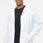 Independent Trading Company Mens Full Zip Hooded Sweatshirt Hoodie w/ Pockets - White