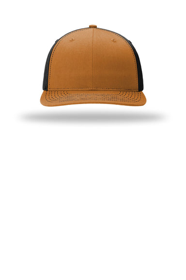 Richardson Hats 312 Mens Twill Back Snapback Trucker Hat Caramel Brown/Black Flat Front