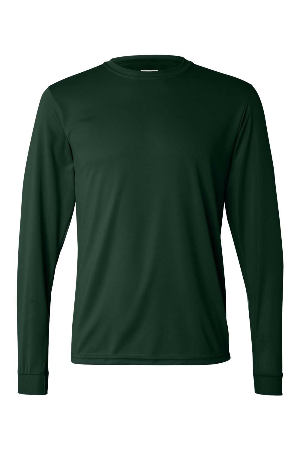 Augusta Sportswear 788 Mens Moisture Wicking Long Sleeve Crewneck T-Shirt Dark Green Model Flat Front