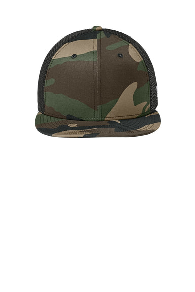 New Era Hats NE4030 Mens Snapback Trucker Hat Flag Camo/Black Flat Front