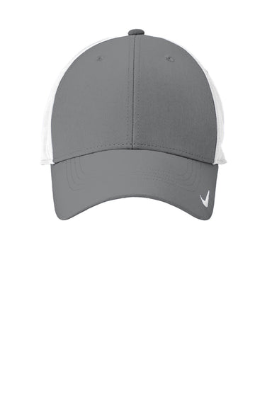 Nike Hats 779797/NKFB6447 Mens Moisture Wicking Adjustable Hat Dark Grey/White Flat Front