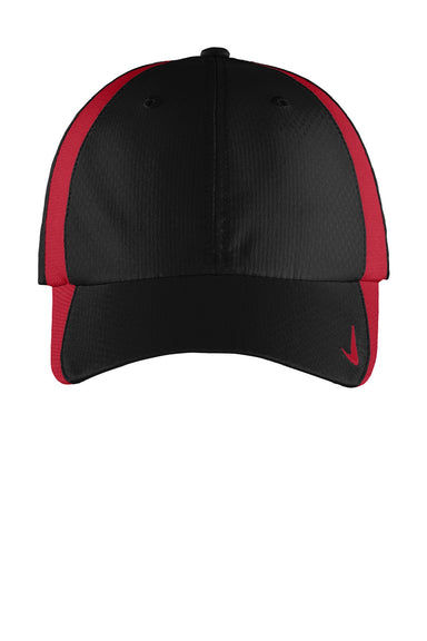 Nike Hats 247077/NKFD9709 Mens Sphere Dry Moisture Wicking Adjustable Hat Black/Red Flat Front