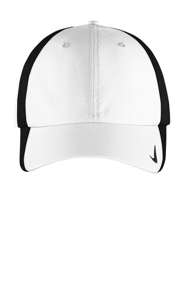 Nike 247077/NKFD9709 Mens Sphere Dry Moisture Wicking Adjustable Hat White/Black Flat Front