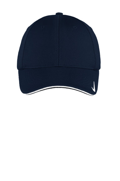 Nike Hats 333115/NKFD9718 Mens Dri-Fit Moisture Wicking Stretch Fit Hat Navy Blue Flat Front