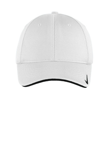Nike 333115/NKFD9718 Mens Dri-Fit Moisture Wicking Stretch Fit Hat White Flat Front