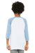 Bella + Canvas 3200Y Youth 3/4 Sleeve Crewneck T-Shirt White/Denim Blue Model Back