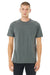 Bella + Canvas 3201 Mens CVC Raglan Short Sleeve Crewneck T-Shirt Heather Deep Grey Model Front