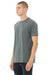Bella + Canvas 3201 Mens CVC Raglan Short Sleeve Crewneck T-Shirt Heather Deep Grey Model Side