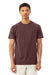 Bella + Canvas 3201 Mens CVC Raglan Short Sleeve Crewneck T-Shirt Heather Maroon Model Front