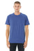 Bella + Canvas 3201 Mens CVC Raglan Short Sleeve Crewneck T-Shirt Heather True Royal Blue Model Front