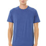 Bella + Canvas Mens CVC Raglan Short Sleeve Crewneck T-Shirt - Heather True Royal Blue