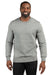 Threadfast Apparel 320C Mens Ultimate Fleece Crewneck Sweatshirt Heather Grey Model Front