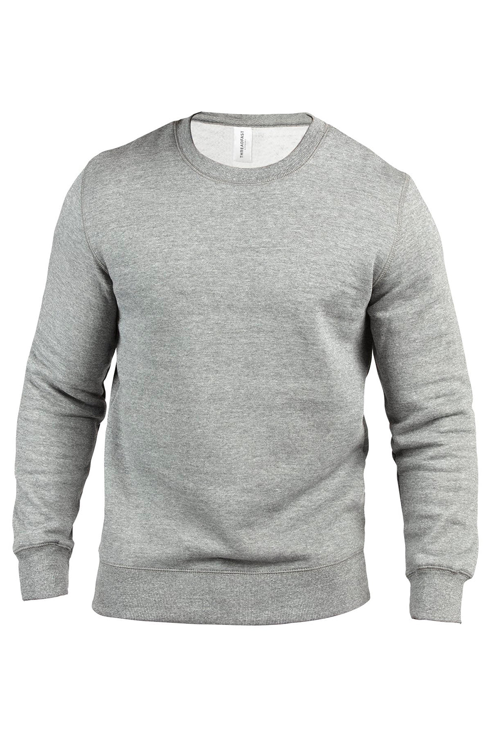 Threadfast Apparel 320C Mens Ultimate Fleece Crewneck Sweatshirt Heather Grey Flat Front
