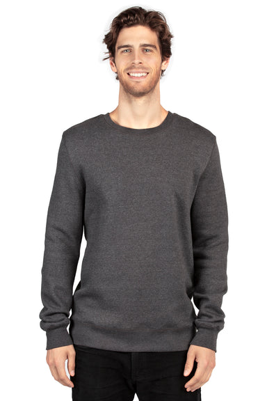 Threadfast Apparel 320C Mens Ultimate Fleece Crewneck Sweatshirt Heather Charcoal Grey Model Front