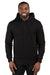 Threadfast Apparel 320H Mens Ultimate Fleece Hooded Sweatshirt Hoodie w/ Pockets Black Model Front
