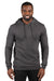 Threadfast Apparel 320H Mens Ultimate Fleece Hooded Sweatshirt Hoodie w/ Pockets Heather Charcoal Grey Model Front