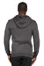 Threadfast Apparel 320H Mens Ultimate Fleece Hooded Sweatshirt Hoodie w/ Pockets Heather Charcoal Grey Model Back