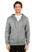 Threadfast Apparel 320Z Mens Ultimate Fleece Full Zip Hooded Sweatshirt Hoodie w/ Pockets Heather Grey Model Front