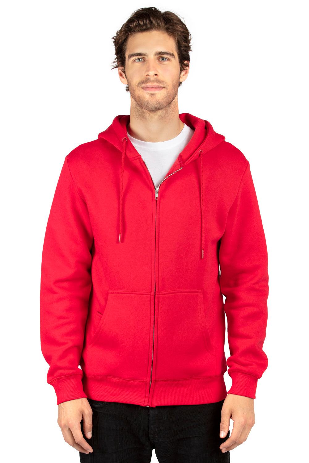 Threadfast Apparel 320Z Mens Red Ultimate Fleece Full Zip Hooded ...