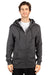 Threadfast Apparel 320Z Mens Ultimate Fleece Full Zip Hooded Sweatshirt Hoodie w/ Pockets Heather Charcoal Grey Model Front