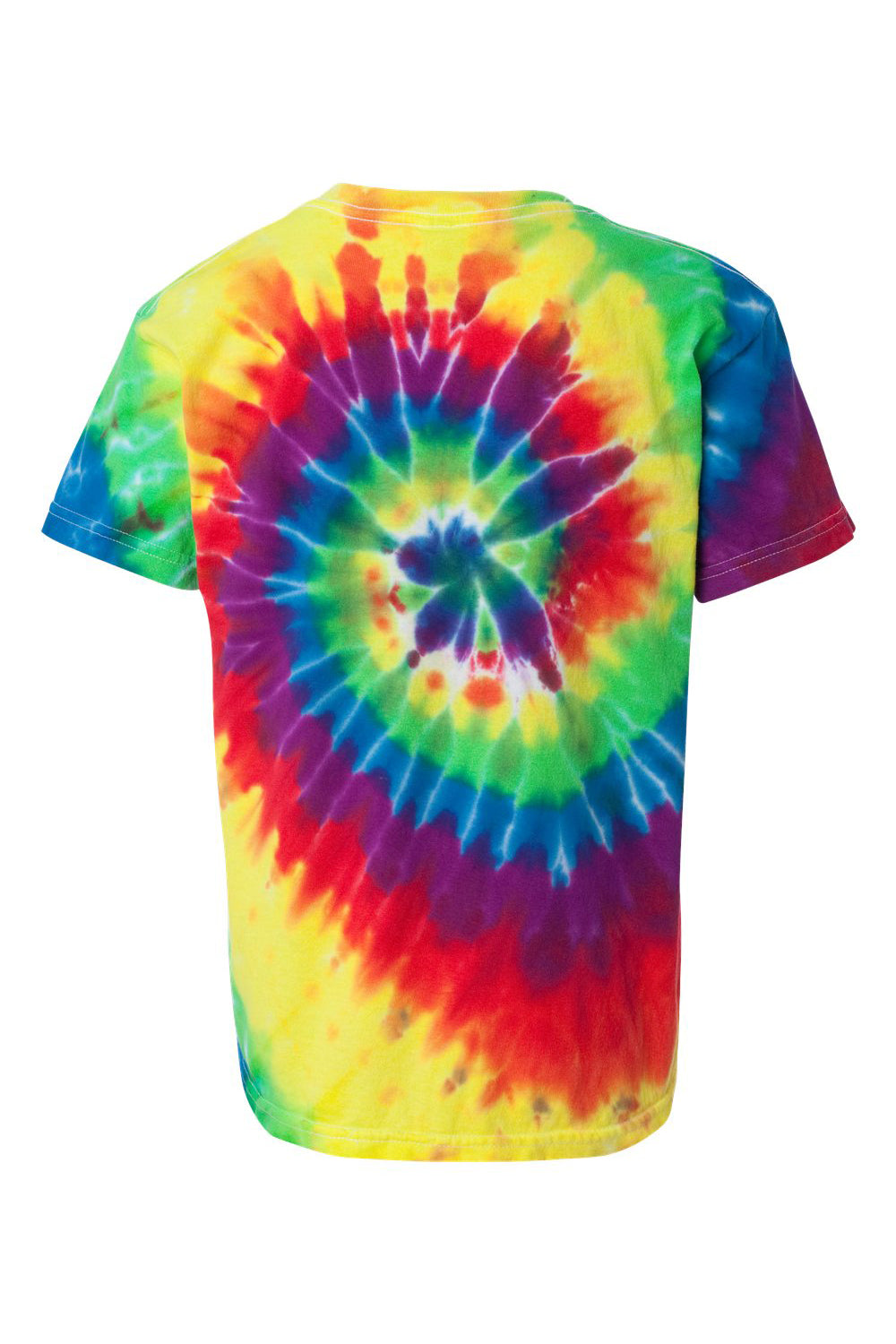 Dyenomite 20BMS Youth Spiral Tie Dyed Crewneck Short Sleeve T-Shirt Classic Rainbow Spiral Flat Back
