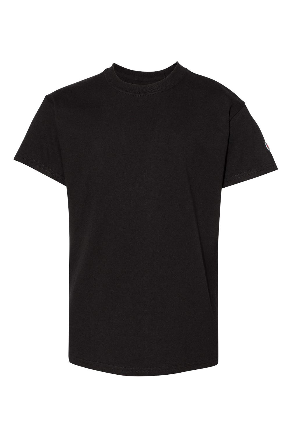 Champion T435 Youth Short Sleeve Crewneck T-Shirt Black Flat Front