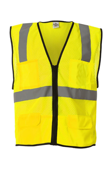Kishigo 1191-1192 Unisex Economy Mesh 6 Pocket Vest Lime Green Flat Front