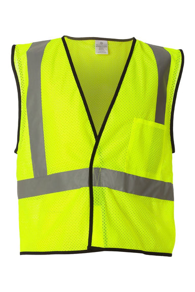 Kishigo 1193-1194 Unisex Economy Single Pocket Mesh Vest Lime Green Flat Front