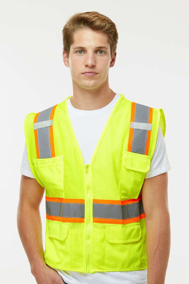 Kishigo 1195-1196 Unisex Ultra Cool Multi Pocket Vest Lime Green Model Front
