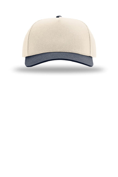 Richardson Hats 323FPC Mens Full Fabric Snapback Champ Hat Cream/Cream/Navy Blue Flat Front