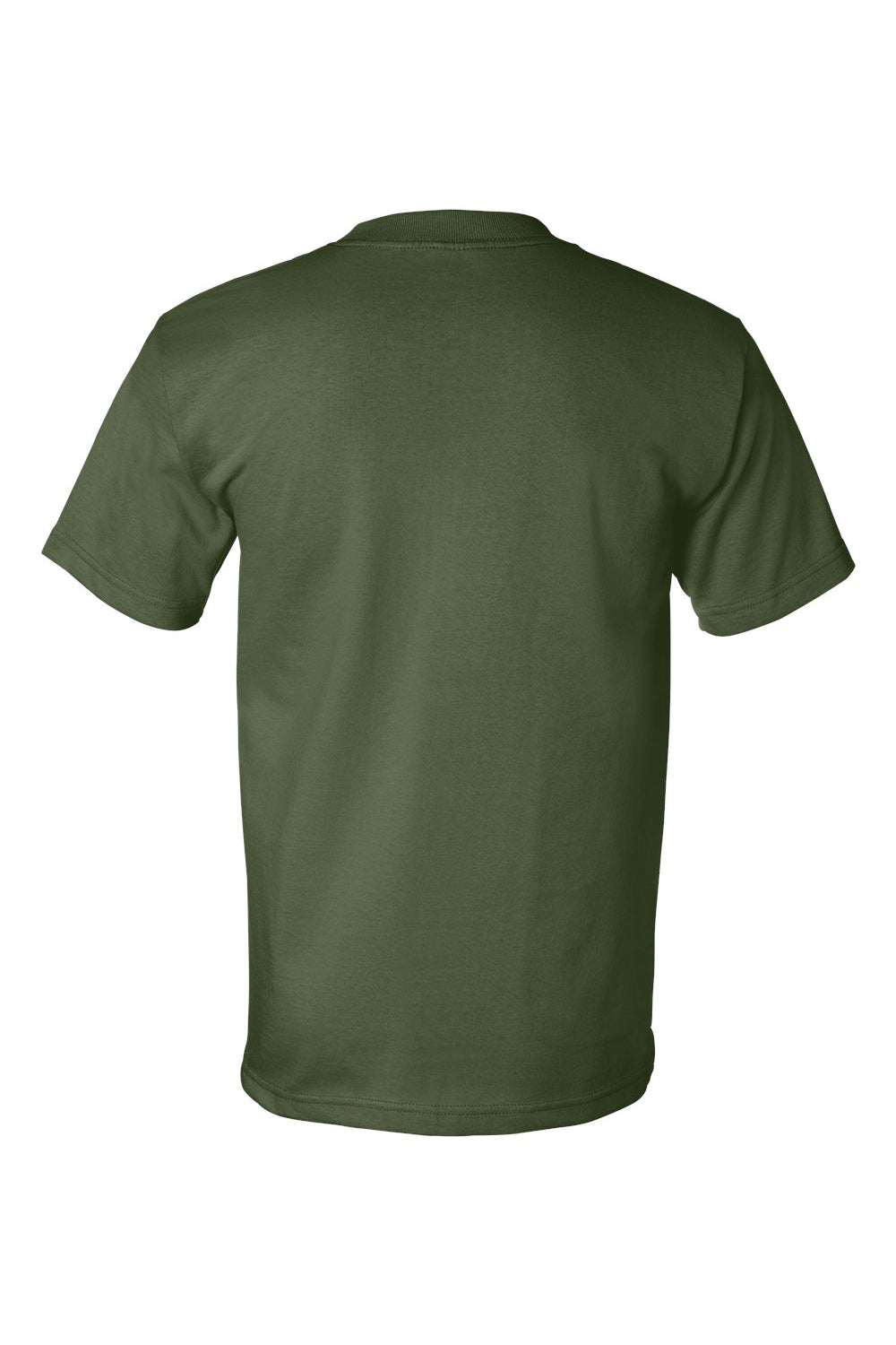 Bayside BA5100 Mens USA Made Short Sleeve Crewneck T-Shirt Army Green Flat Back
