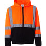 Kishigo Mens Hi-Vis Full Zip Hooded Sweatshirt Hoodie - Orange - NEW